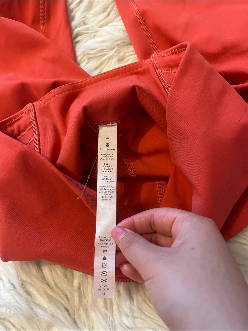 lululemon athletica Women’s Red Coral High-Rise Leggings with mesh sides Size 4 - Picture 9 of 9